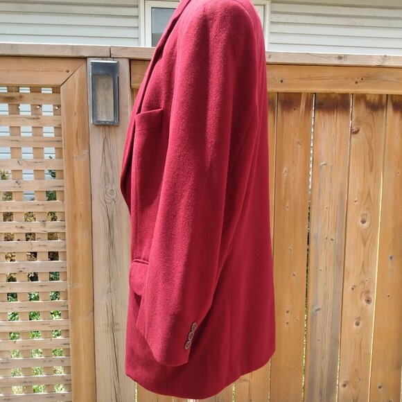 Vintage Cashmere Sport Coat Suit Jacket Blazer Strellson Burgundy Red 45" Chest - Picture 3 of 10